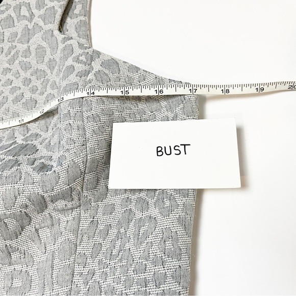 Tibi NWT Rime Jacquard Dress 6 gray leopard neutral fit flare mini cocktail - Picture 9 of 13